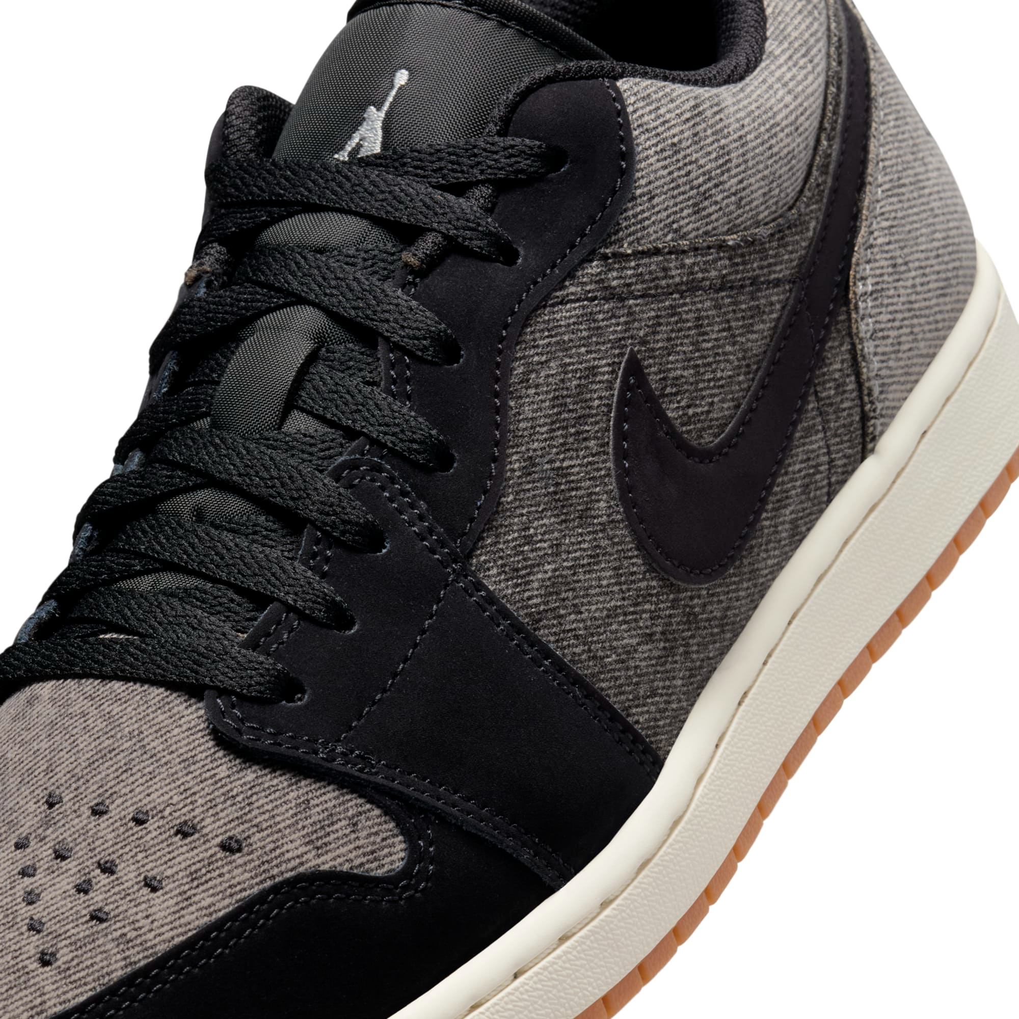 The Air Jordan 1 Low Surfaces In Black Denim and Gum Brown The Air Jordan 1 Low Surfaces In Black Denim and Gum Brown